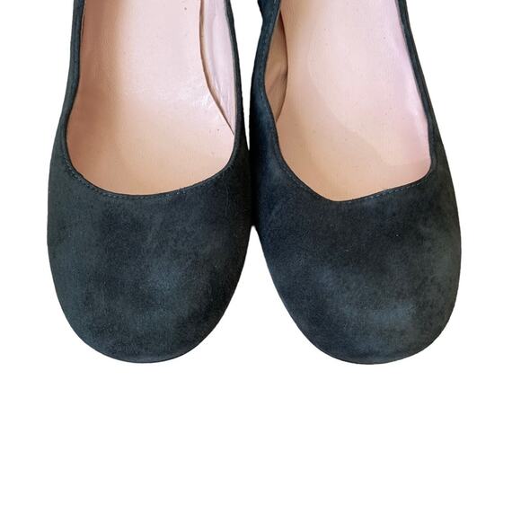 Anna F. Gray Suede Round Toe Velvet Block Heels size 40 US 10 Designer Luxury - Picture 4 of 10